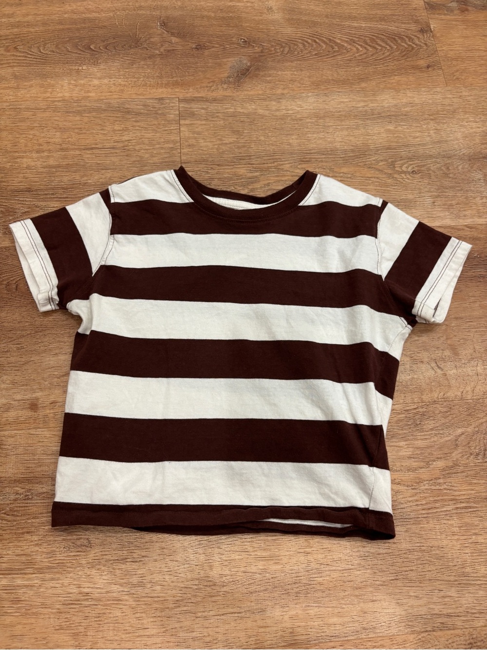 Striped Short Sleeve Tee in Brown & White